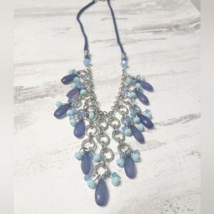 Ann Taylor Loft Blue Waterfall Droplet Necklace Futuristic